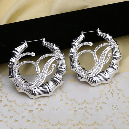 A-Z Bling -  Bamboo Initial Earrings