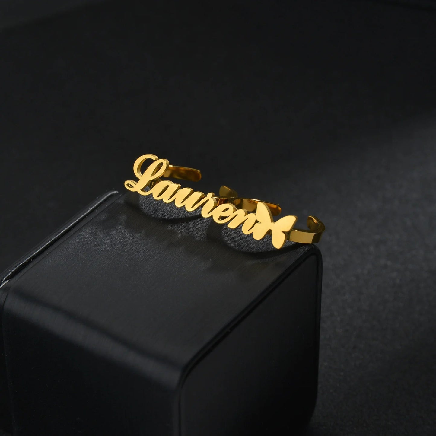 Custom Two Finger Adjustable Name Ring