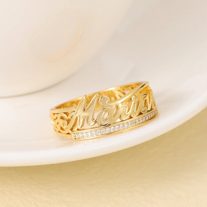 Frosted Edge 3D Name Ring