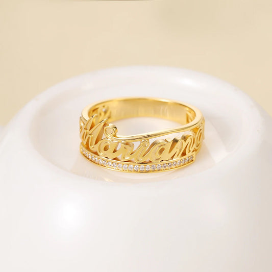 Frosted Edge 3D Name Ring