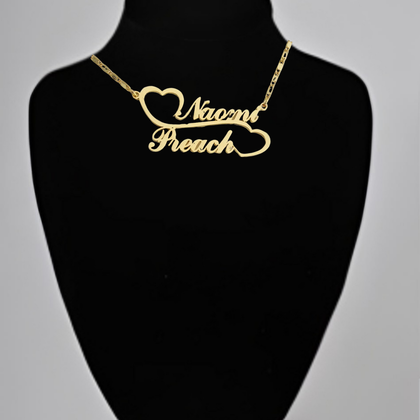 Luxe Linked Hearts: Double Nameplate Necklace