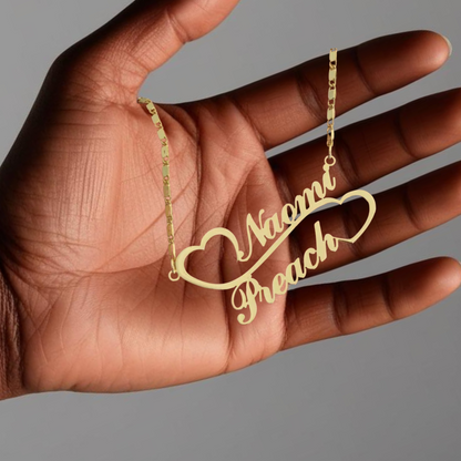 Luxe Linked Hearts: Double Nameplate Necklace